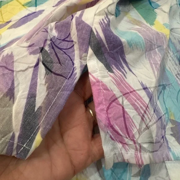 ALIA Colorful Abstract Crinkle Print Button Down Blouse - Shirttail Hem - Sz 16W - Picture 7 of 12